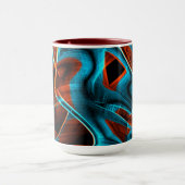 多くの曲がった赤と空の青は溝で燃えた マグカップ (中央)