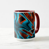 多くの曲がった赤と空の青は溝で燃えた マグカップ (正面右)