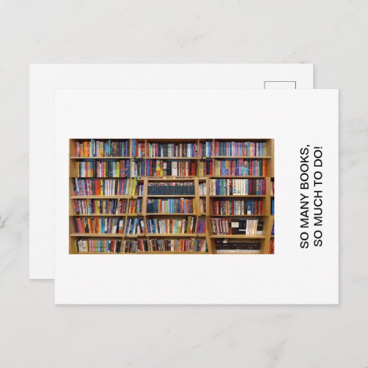 多くの本、やることがたくさん！ 引用、ブックラバー ポストカード (正面/裏面)