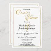 多くの水は愛を消せない　優雅なゴールドの結婚式招待状 招待状 (正面/裏面)