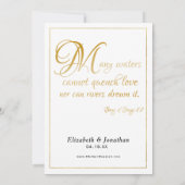 多くの水は愛を消せない、川も愛を溺れさせない　エレガントゴールド カップルシャワー 招待状 (裏面)