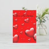 多くの浮動ハートのパターン。 招待状 (スタンド正面)