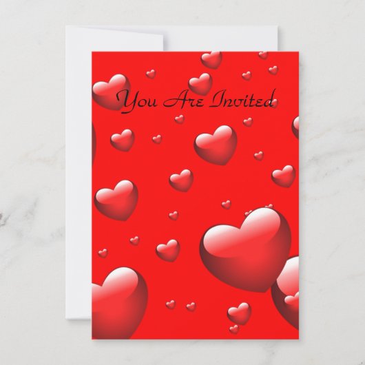多くの浮遊するハートの模様 招待状 (正面)