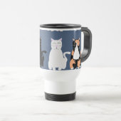 多くの漫画の猫タイプのペットのおもしろいパターン トラベルマグ (正面右)