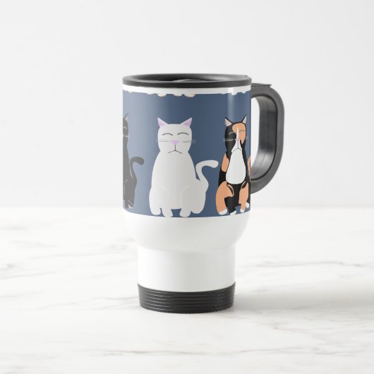 多くの漫画の猫タイプのペットのおもしろいパターン トラベルマグ (正面右)