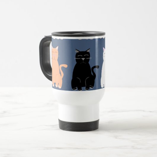 多くの漫画の猫タイプのペットのおもしろいパターン トラベルマグ (正面左)