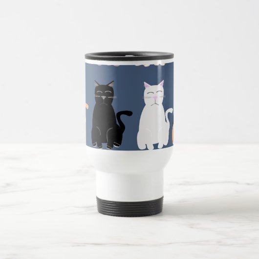 多くの漫画の猫タイプのペットのおもしろいパターン トラベルマグ (中央)