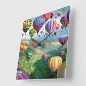 多くの熱気球の正方形の壁時計 スクエア壁時計 (傾斜)