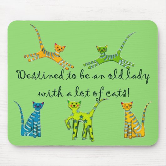 多くの猫を持つ老婦人があるために予定される マウスパッド (正面)
