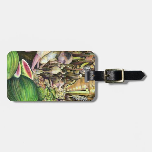 多くの男性と多くのメロン ラゲッジタグ (正面横)