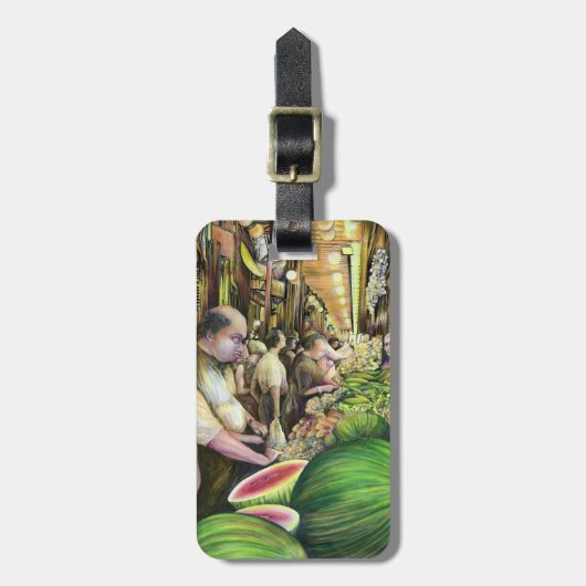 多くの男性と多くのメロン ラゲッジタグ (正面縦)