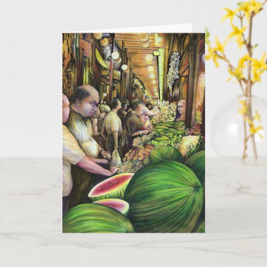 多くの男性、多くのメロンブダペストハンガリーグリーティングカ カード (黄色い花)