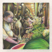 多くの男性、多くのメロン、ブダペスト ガラスコースター (正面)