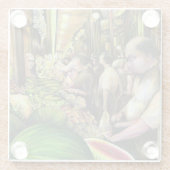 多くの男性、多くのメロン、ブダペスト ガラスコースター (裏面)