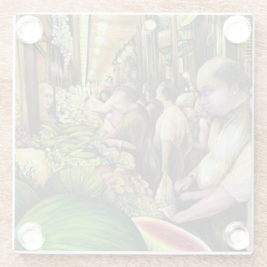 多くの男性、多くのメロン、ブダペスト ガラスコースター (裏面)