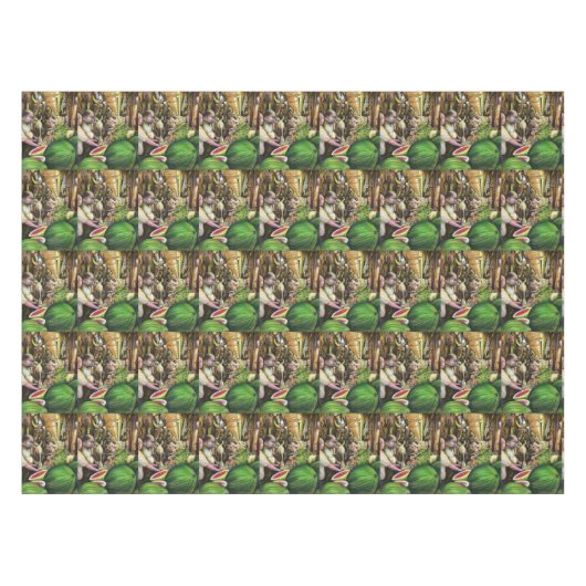 多くの男性、多くのメロン、ブダペスト テーブルクロス (正面(横))