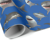 多くの素晴らしWHiteサメ ラッピングペーパー (ロールコーナー)