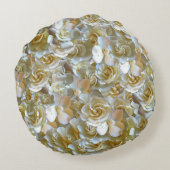 多くの美しい花びらのバラ ラウンドクッション (裏面)