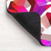 多くの色のついた六角形、濃い赤い背景 マウスパッド (コーナー)