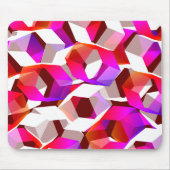 多くの色のついた六角形、濃い赤い背景 マウスパッド (正面)