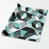 多くの色のない部分を持つ淡い青緑色の六角形 ラッピングペーパー (アンロールド)