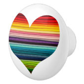 多くの色のハートのデザインの明るい虹 セラミックノブ (右)
