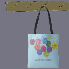 多くの色の玉の糸、かぎ編みパーソナライズされた、 トートバッグ