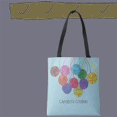 多くの色の玉の糸、かぎ編みパーソナライズされた、 トートバッグ