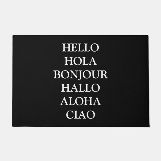 多くの言語でハローカスタム文字ブエレガントラック ドアマット (正面)