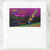 多くの言語で子供とハロー 長方形シール (バッグ)