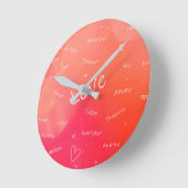 多くの言語でLOVE違うという語 ラウンド壁時計 (傾斜)