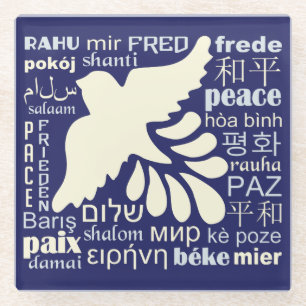 多くの言語でPEACEガラスコースター ガラスコースター
