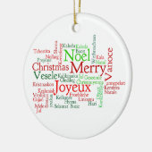 多くの言語のクリスマス セラミックオーナメント (左)