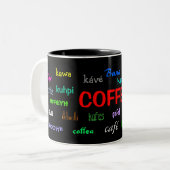 多くの言語のコーヒーマグ ツートーンマグカップ (正面左)