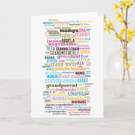 多くの言語の祖母がデイカードを持つ カード (黄色い花)