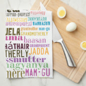 多くの言語台所タオルの祖母 キッチンタオル (四つ折り)