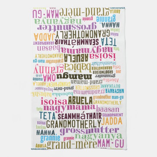 多くの言語台所タオルの祖母 キッチンタオル (縦)