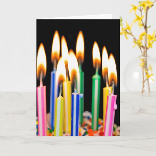 多くの誕生日キャンドル カード (黄色い花)