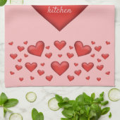 多くの赤いハートとカスタム文字 キッチンタオル (折り畳み)