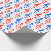 多くの赤と青の高音クレフ、 音符記号ミュージカル記号 ラッピングペーパー (角)