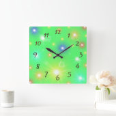 多くの陽気なデジタルパーティークロークを日光浴する スクエア壁時計 (ホーム)