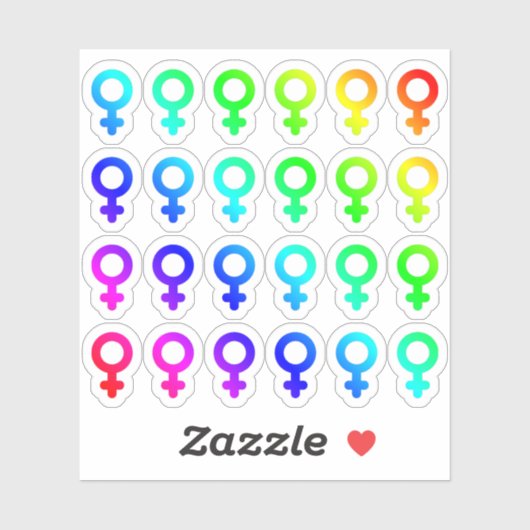 多くの雌カラフル性記号の小さな虹 シール (シート)