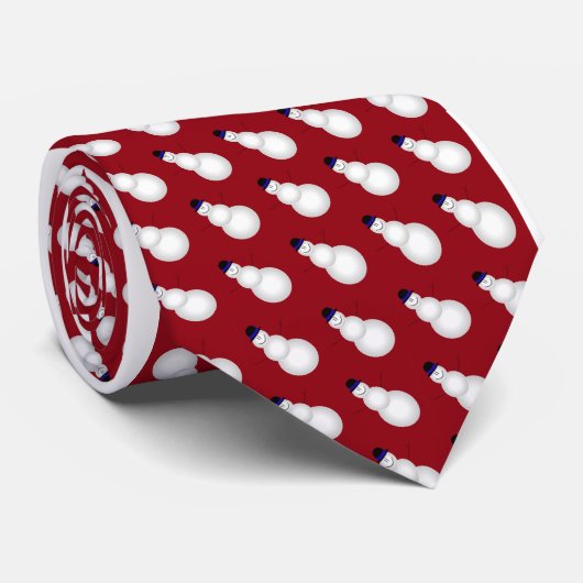 多くの雪だるまのネクタイ(赤) ネクタイ (ロール)