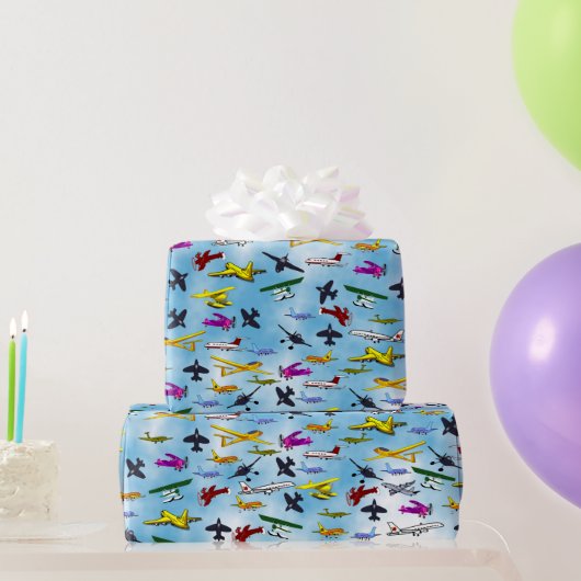 多くの飛行機ジェット戦闘機飛行機おもしろい少年 ラッピングペーパー (パーティーギフト)