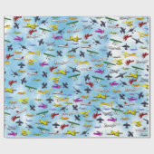 多くの飛行機ジェット戦闘機飛行機おもしろい少年 ラッピングペーパー (フラット)