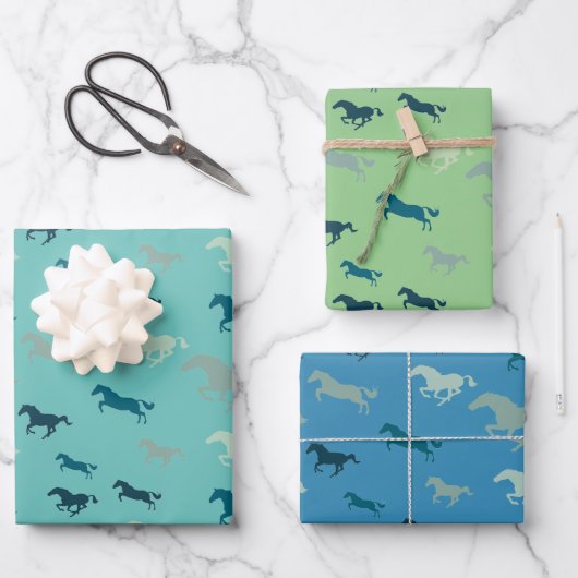 多くの馬のデザインラッピング紙シート ラッピングペーパーシート (正面)