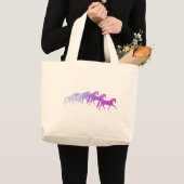多くの馬(紫色) ラージトートバッグ (正面(商品))