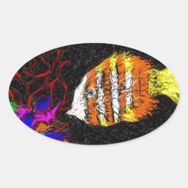 多くの魚の一つ 楕円形シール