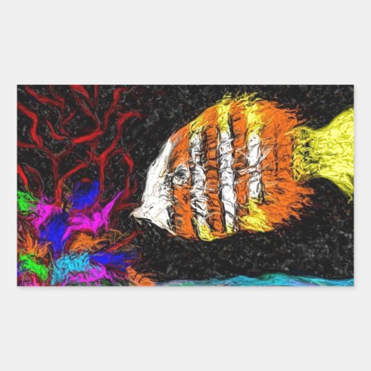 多くの魚の一つ 長方形シール (正面)