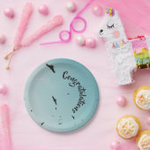 多くの鳥とコントレイル&あなたのテキスト ペーパープレート (パーティー)